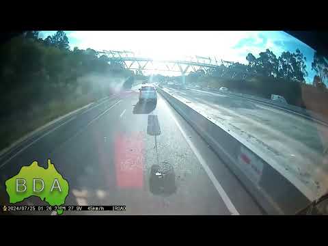 BAD Driving Australia - Concrete truck rolls on the M7 Sydney