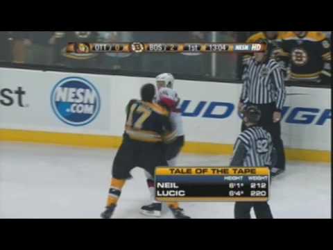 Chris Neil vs Milan Lucic Mar 12, 2009