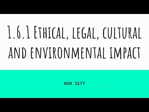 Ethical, legal, cultural and environmental impact - OCR J 277 1.6.1