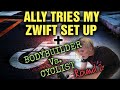 Zwift Setup || Ally Rides My Bike || Bodybuilder vs. Cyclist 5 Minute SHORT RACE SPRINT - ROUND 2!