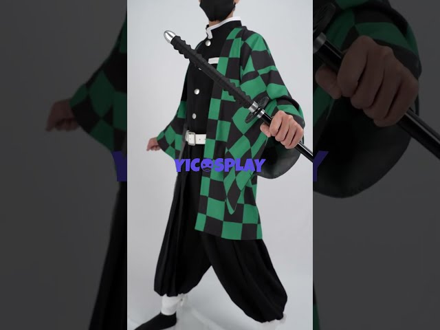 Vídeo relacionado con Taeyue Disfraz de anime Kamado Tanjirou para cosplay, Halloween, carnaval, cosplay, chamarra kimono para hombre, verde, L