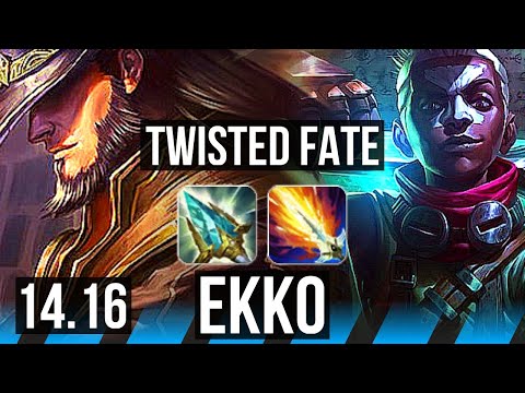 TWISTED FATE vs EKKO (MID) | 1800+ games, 3/2/7 | EUW Master | 14.16