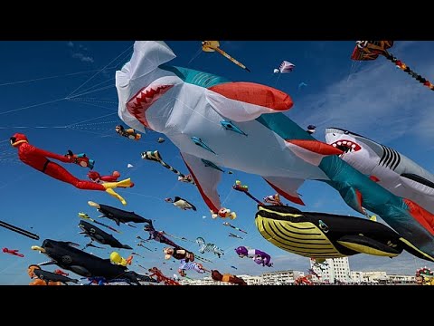 Video Thumbnail: Giant dragon and octopus kites fill Danish skies