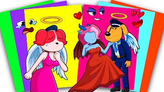 [PaperDIY] NEW Decorate ANGEL LABRADOR Falls for DEVIL ANTEL, ANGEL PAPILLON Cry | Sticker Book DIY