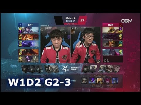 SK Telecom T1 vs Rox Tigers G3 - SKT vs ROX Game 3  Week 1 Day 2 S8 LCK Spring 2018
