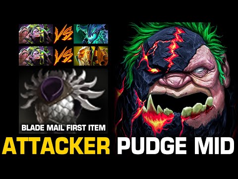 How To Mid Like Attacker | First Item Blade Mail | Pudge Vs Outworld Destroyer | Pudge Vs Lone Druid