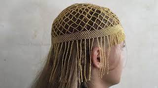 Beaded Headpiece Cap with Fringes, Seed Bead Hat Cap Making