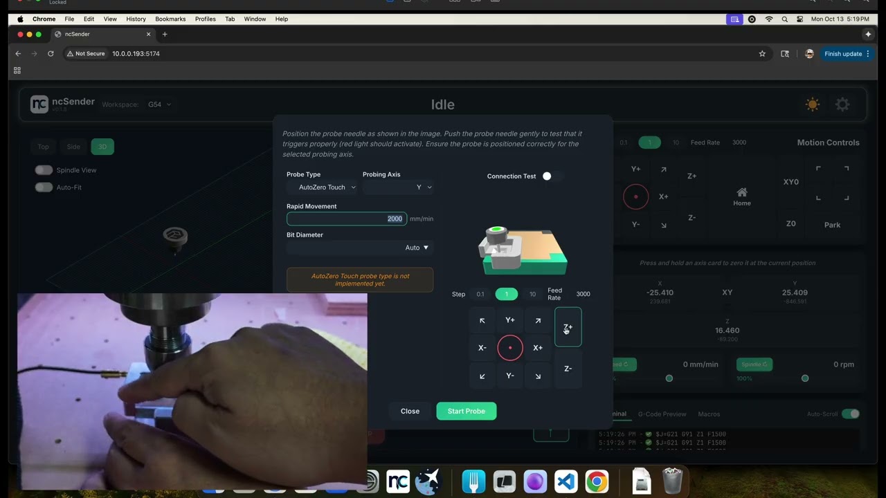ncSender: AutoZero Touch Plate