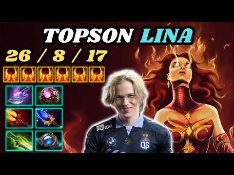 🔥 TOPSON Lina Midlane Highlights 7.34c 🔥 Magic Build By Topson 26 KILLS - Dota 2