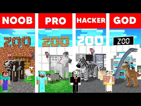Minecraft NOOB vs PRO vs HACKER vs GOD: FUTURISTIC MODERN ZOO BUILD CHALLENGE - Animation