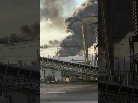 Texas oil refinery in flames after explosion | AJ #shorts