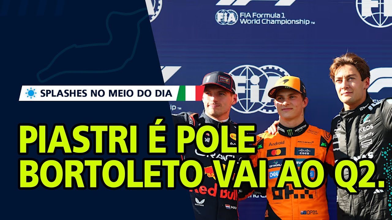 Oscar Piastri é pole com Verstappen P2 e Russell P3. Norris é quarto e Bortoleto vai ao Q2.