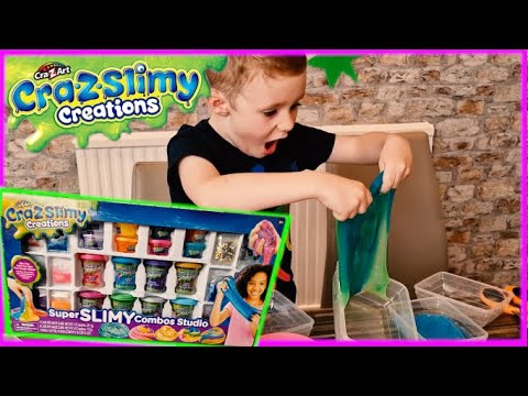 Freddie playing with Cra-Z-Slimy creations, big SLIME fun play for kids!