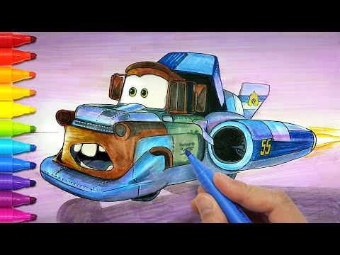 CARS ON THE ROAD Tow Mater Jet Car . Drawing and Coloring Pages | Tim Tim TV