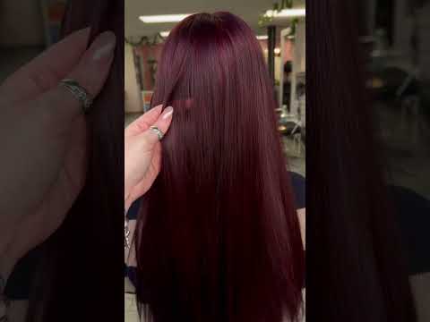 Burgundy color on Naturally BLACK hair😱 #red #hairtransformation