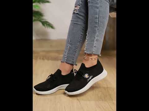 #Women's daisy knitted sock sneakers
