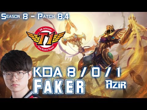 SKT T1 Faker AZIR vs CORKI Mid - Patch 8.4 KR Ranked