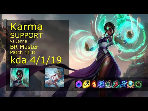 Karma Support vs Janna - BR Master 4/1/19 Patch 11.8 Gameplay