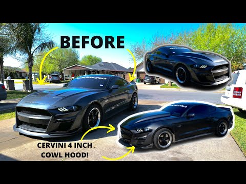 Installing Cervini 4 inch Cowl hood! (Ford Mustang 2018-2021)
