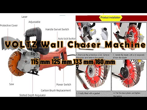 VOLTZ Wall Chaser 115mm 125mm 133mm 160mm Electric Groove Cutting Slotting Machine unboxing install