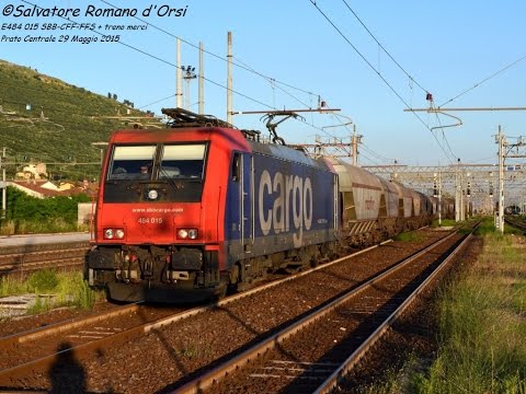 Treni merci di Trenitalia InterCity 596 ed E484 015 SBB CFF FFS Cargo a Prato Centrale