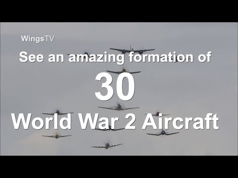 Flying Legends Airshow - The Balbo. A stunning formation of  THIRTY warbirds GREAT SOUND!