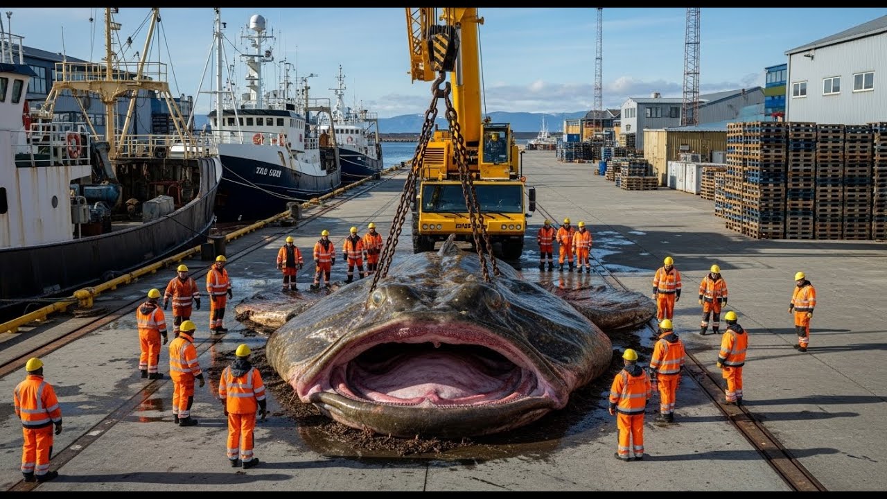 We dragged a 40-ton monkfish onto the concrete dock in Norway