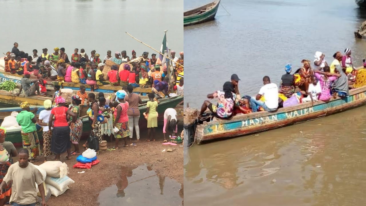 Outboard boat  on the Great Scarcies River - Sierra Leone