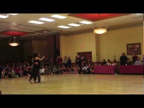  Damian Lobato  and  Agape Pappas  are  dancing  to  the  tango  "  Serás mía  "  by  Osvaldo Fresedo  at  Tucson Tango Festival  in  2013
