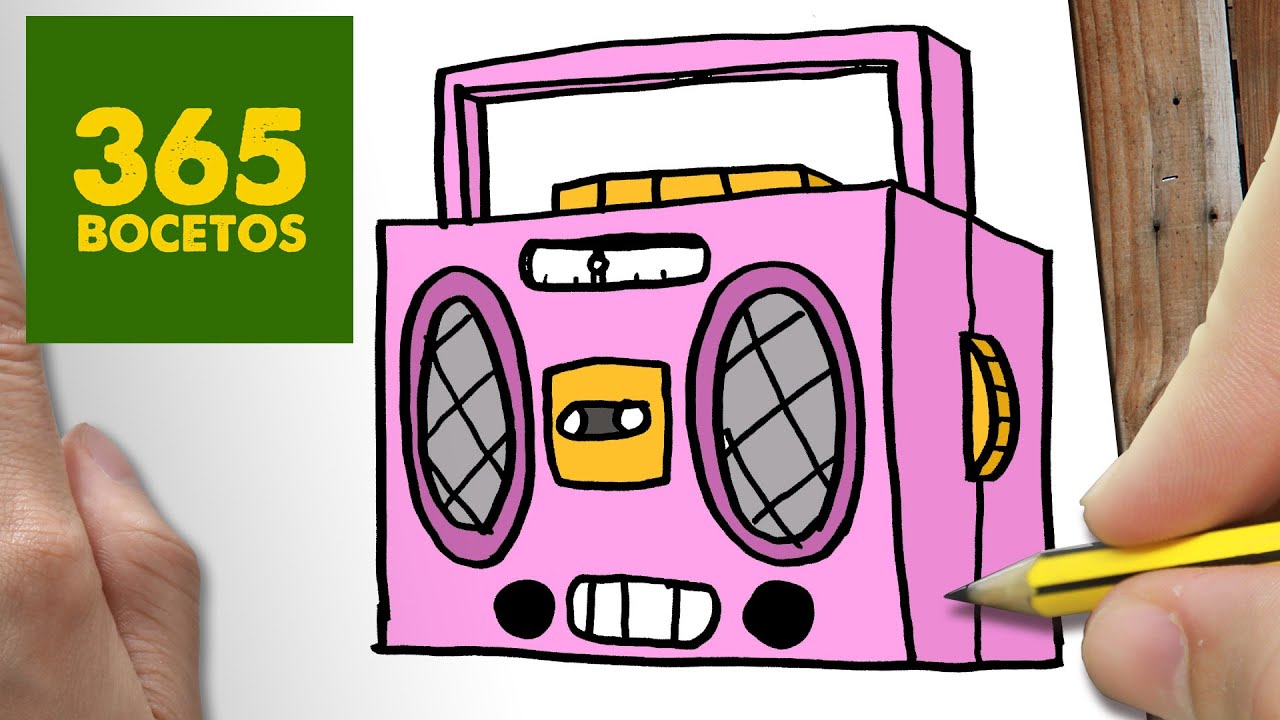 COMO DIBUJAR RADIO CASSETTE KAWAII PASO A PASO - Dibujos kawaii faciles - draw a RADIO CASSETTE