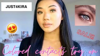 JUST4KIRA COLORED CONTACT LENSES TRY-ON!! 😍