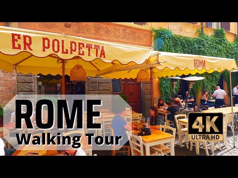 Roma Itália 4K - Passeio a pé da Ponte Vittorio ao Campo de Fiori