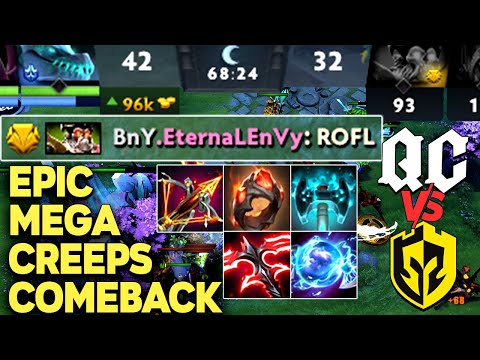 CRAZIEST MEGACREEPS COMEBACK OF NA DOTA - EternaLEnVy Trashtalk, 96k Gold Lead - QC vs BNY