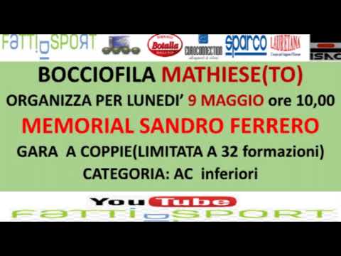 Bocce :  Memorial Sandro Ferrero 2022 con Tabella Montepremi