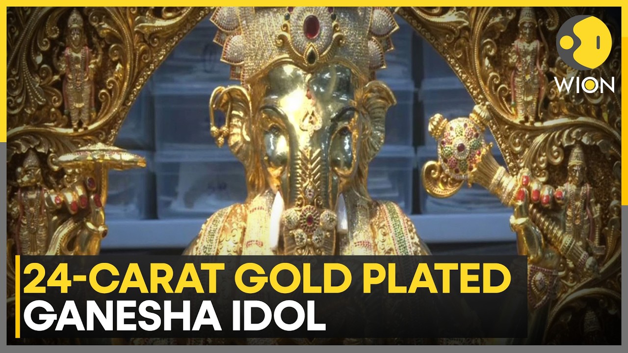 24-Carat Gold Plated Ganesha Idol In Hyderabad, Adorned With 3.8 Lakh Diamonds | WION News