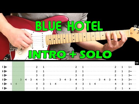 BLUE HOTEL - Guitar lesson - Guitar intro & solo (with tabs) - Chris Isaak - fast & slow version Video