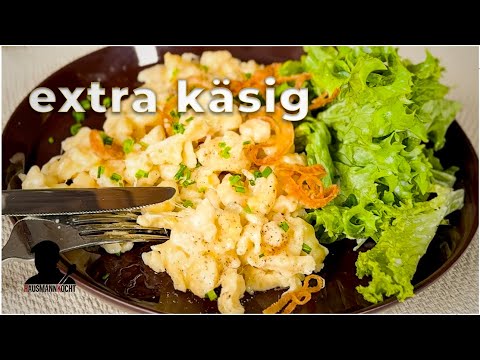 Original Käsespätzle Rezept – richtig käsig mit knusprigen Zwiebeln