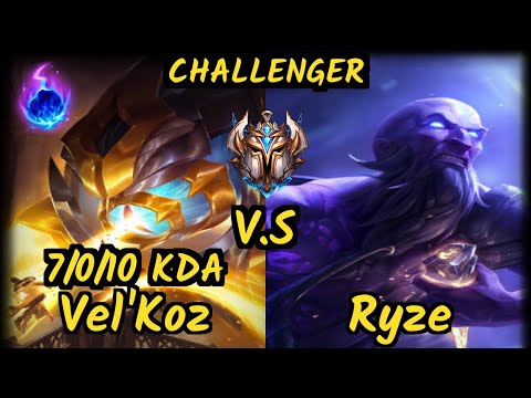 ONE Brucer (VEL'KOZ) vs RYZE - 7/0/10 KDA MID CHALLENGER GAMEPLAY - BR