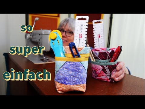 Leftover Patchwork Blocks Sewing Ideas from One Block - Mini Utensilo Sewing for Beginners