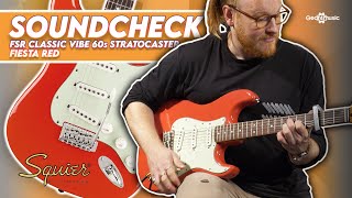 Video thumbnail for SOUNDCHECK | Squier FSR Classic Vibe 60s Stratocaster, Fiesta Red by Gear4music Guitars
