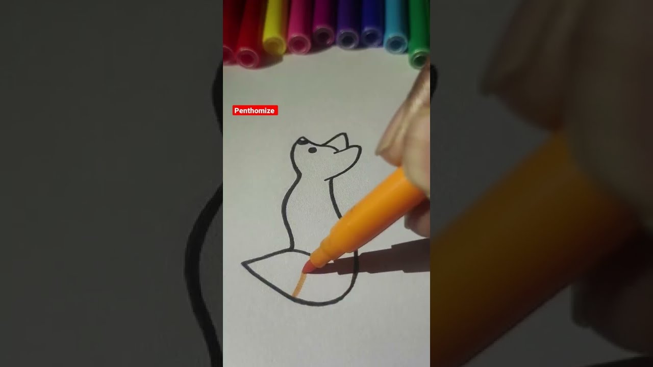 how to draw an easy fox #penthomize