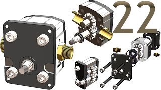 22-Project 52| Hydraulic Gear Pump 2 |SolidWorks Tutorial: final assembly, animation, process list