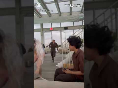 Storm sends rooftop pool goers scrambling in New York City #shorts