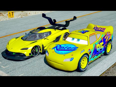 Lightning McQueen Yellow Edition vs Koenigsegg Tornado Concept - Drag Race 10 KM