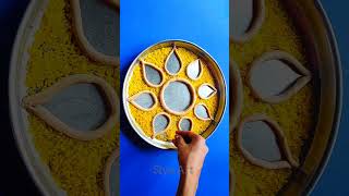 arti thali decoration idea using with rice 🌾 pooja thali decoration #trending #viral #shorts