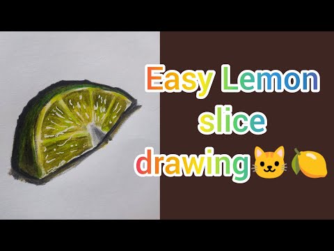 How to draw a Lemon slice using colour pencils||Easy Lemon slice drawing🐱😇🥰🐾🍋