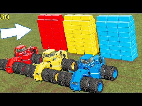 GIANT TRACTOR OF COLORS! BIG BUD Tractors vs BALE WALL! BEST CRASH TEST! FS22
