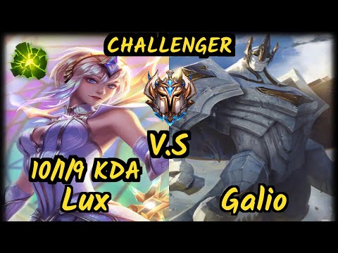 Shady (LUX) vs GALIO - 10/1/9 KDA BOTTOM SUPPORT CHALLENGER GAMEPLAY - NA