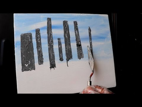 Easy Skyscrapers Painting Demo for Beginners/ Daily Art #023