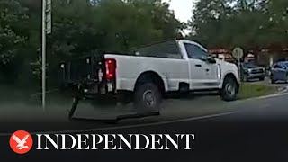 Florida man drives 100mph in stolen truck before police stop him with tyre deflation sticks